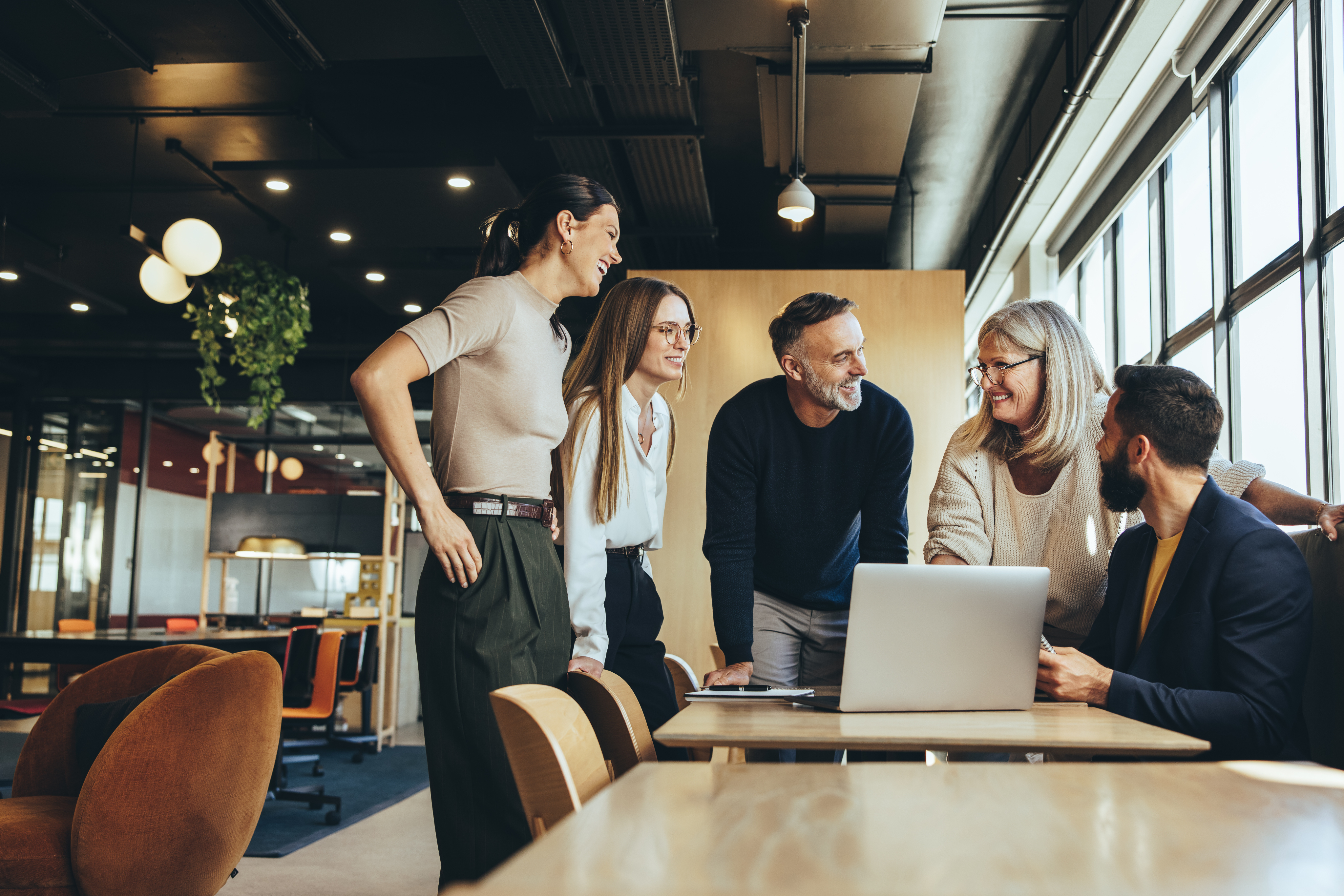 Employees sharing a positive moment